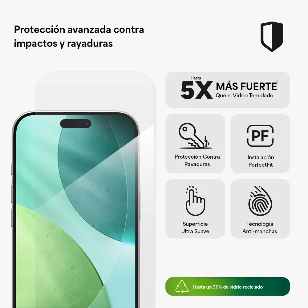 Protector de Pantalla Zagg Glass Elite para iPhone Series 17 - Transparente