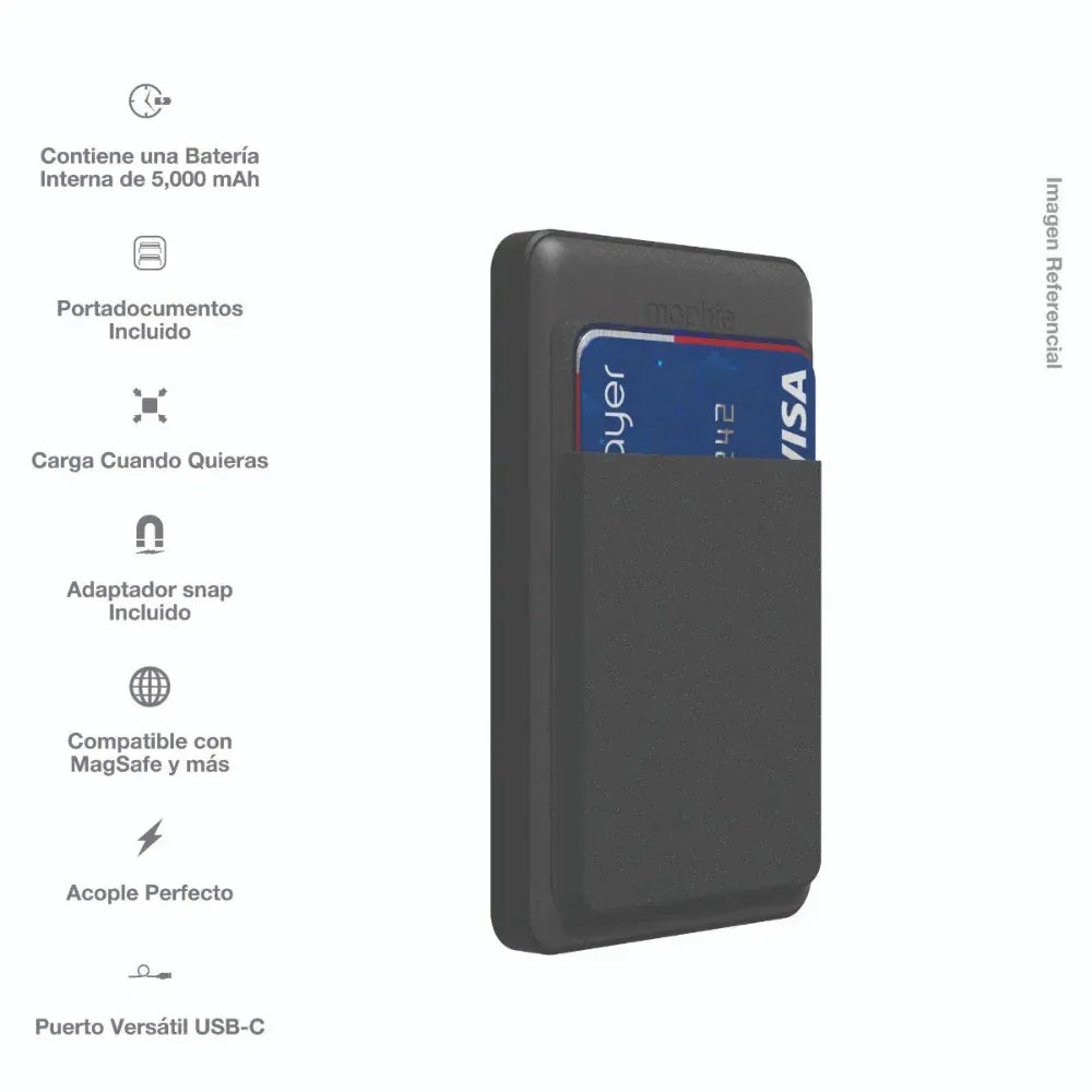 Batería Portátil Inalámbrico Mophie con Wallet Snap+ Juice Pack Mini - Negro