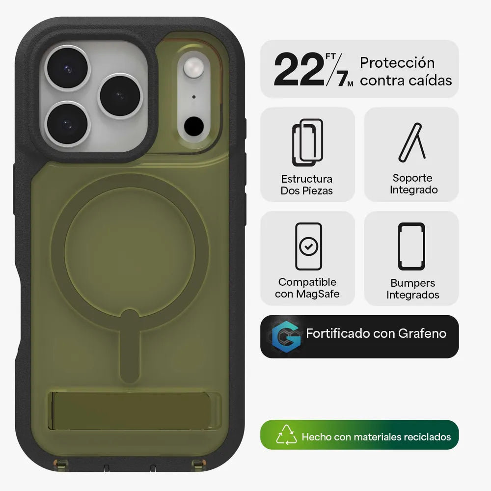 Case ZAGG Rainier con MagSafe KS para iPhone Series 17 - Alga Marina