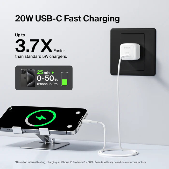 Cargador Belkin USB-C compacto de 20W - Blanco
