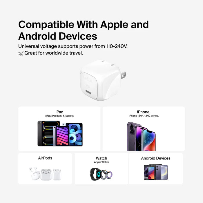 Cargador Belkin USB-C compacto de 20W - Blanco