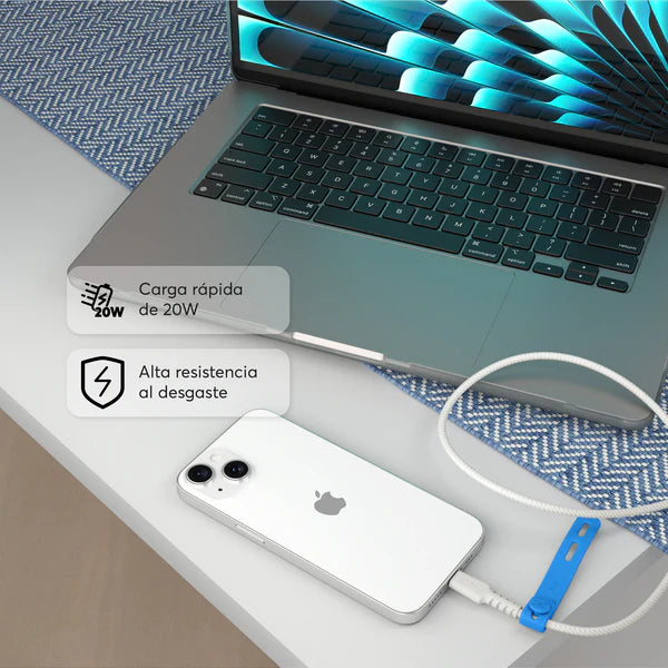 Cable Trenzado NCO PowerLite USB-C to Lightning -Blanco Estrella