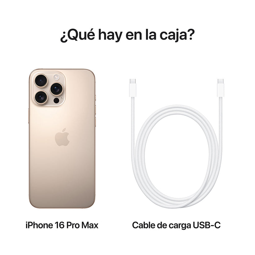 iPhone 16 Pro Max + Cargador Apple USB-C de 20 W GRATIS
