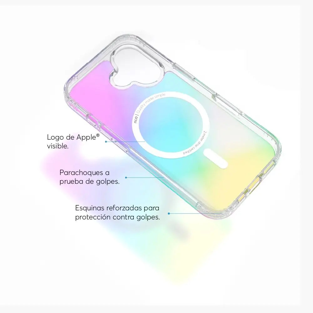 SafeCase Clear Rainbow NCO con MagSafe para iPhone 16 series