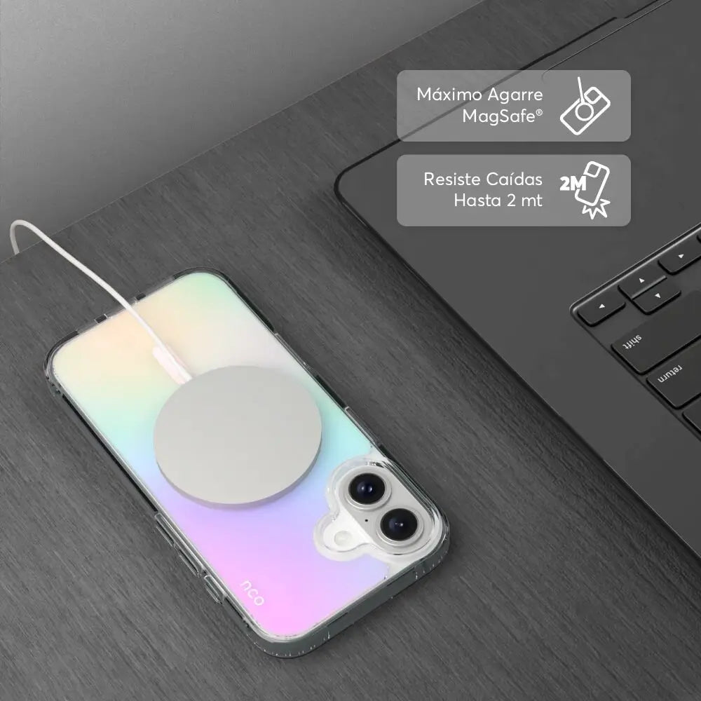 SafeCase Clear Rainbow NCO con MagSafe para iPhone 16 series