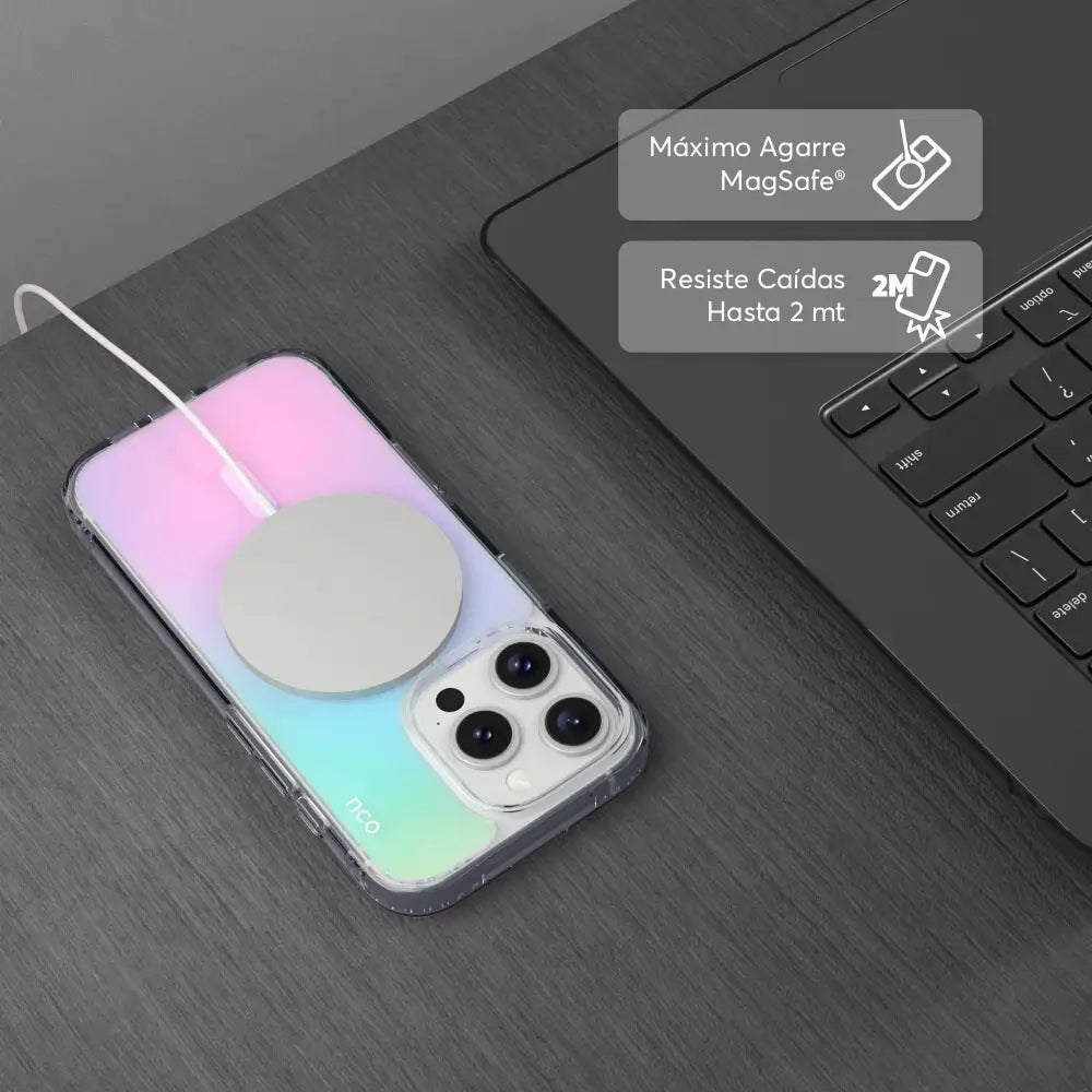SafeCase Clear Rainbow NCO con MagSafe para iPhone 16 series