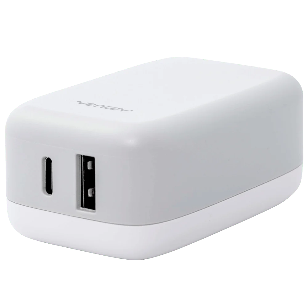 Cargador de Pared VENTEV dual USB-C y USB-A 27w - Blanco