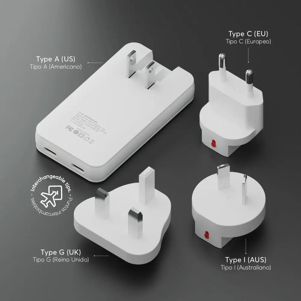 Cargador de Pared NCO PowerPlug Ultra 65W US/EU/AUS/UK USB-C - Blanco