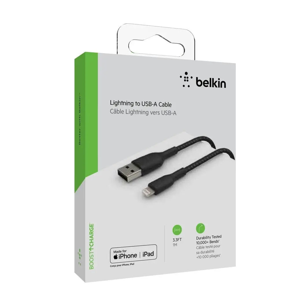 Cable Belkin BoostCharge trenzado USB-A a Lightning 1m - Negro