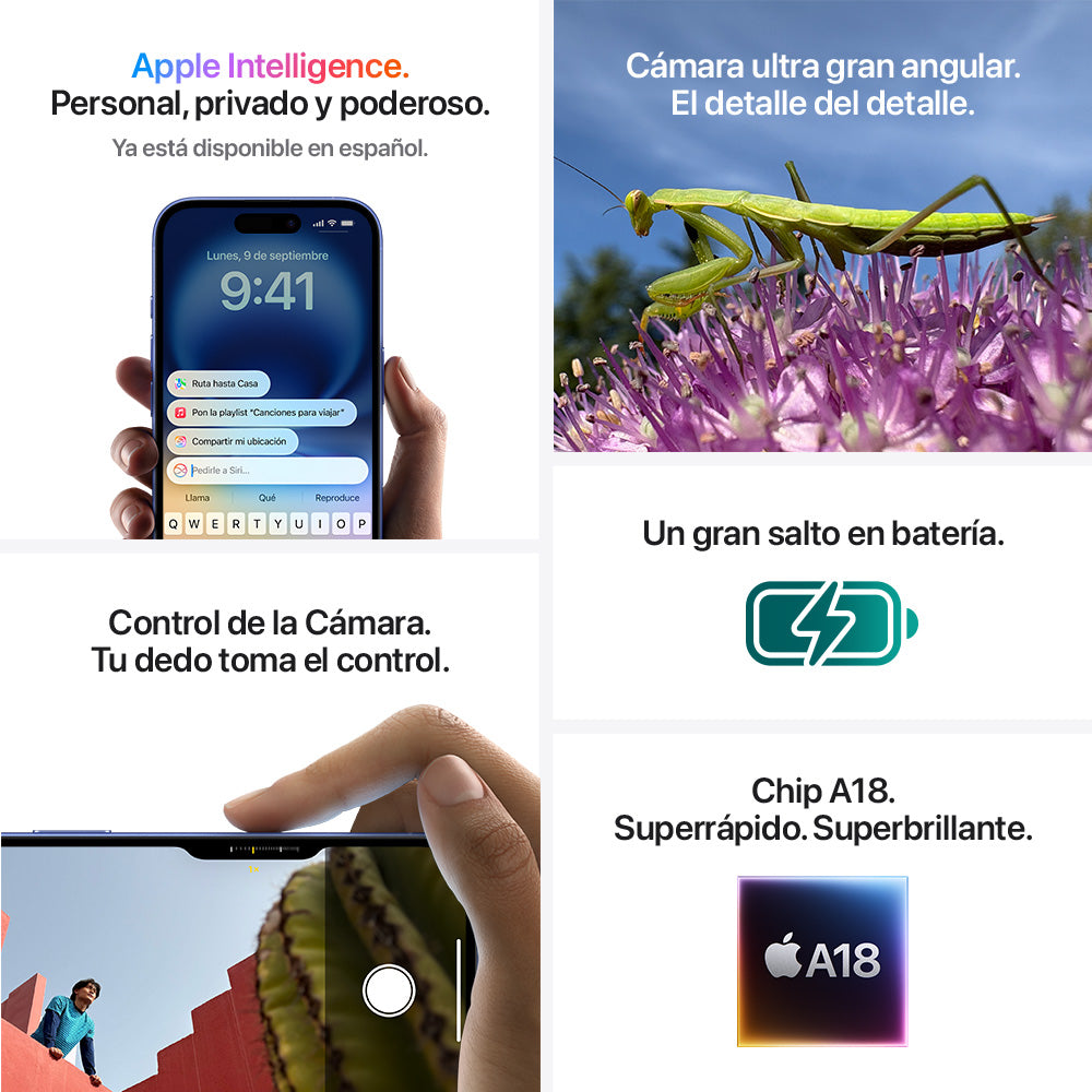iPhone 16 + Cargador Apple USB-C de 20 W GRATIS