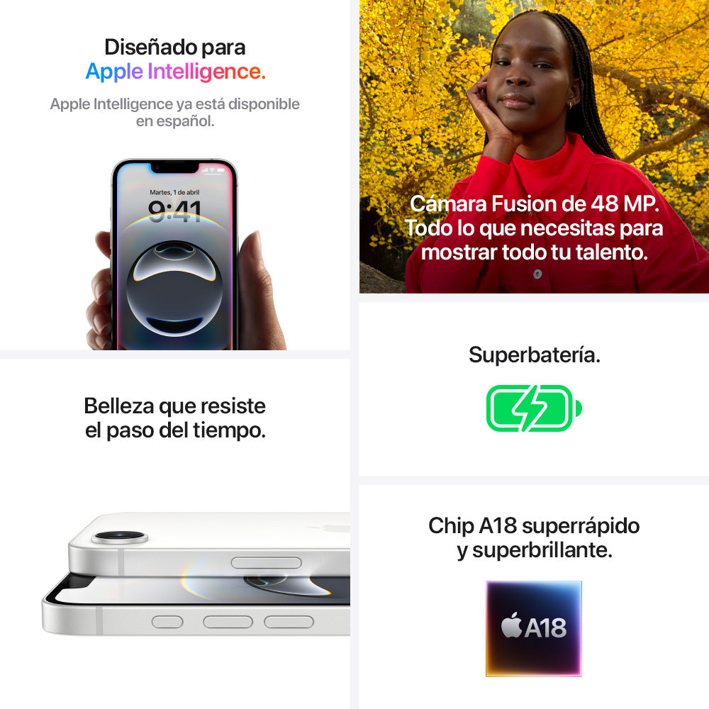 iPhone 16e + Cargador Apple USB-C de 20 W GRATIS