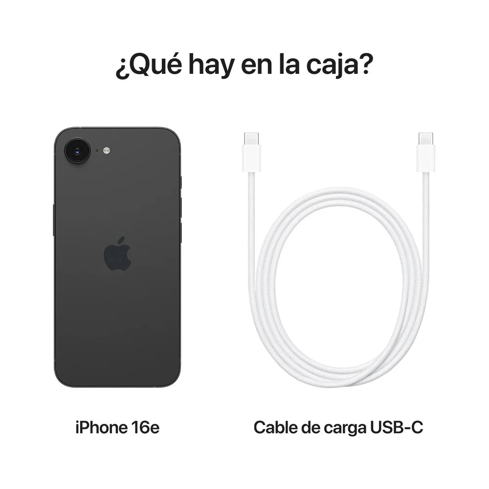 iPhone 16e + Cargador Apple USB-C de 20 W GRATIS