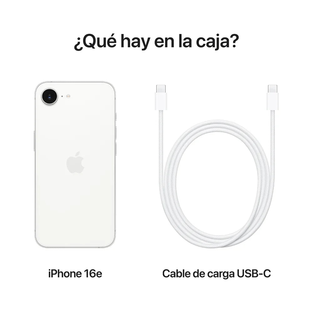 iPhone 16e + Cargador Apple USB-C de 20 W GRATIS