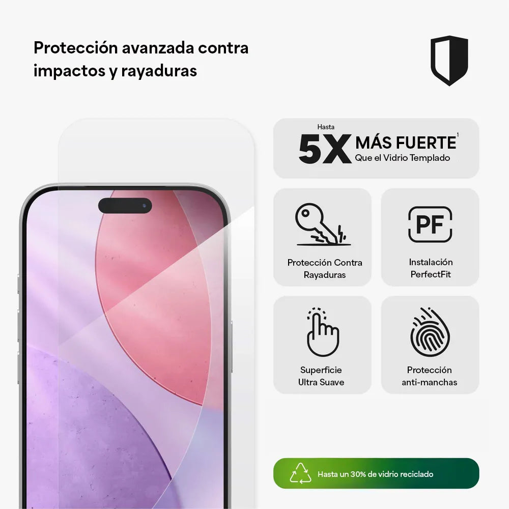 Protector de Pantalla Zagg Glass Elite para iPhone Series 17 - Transparente