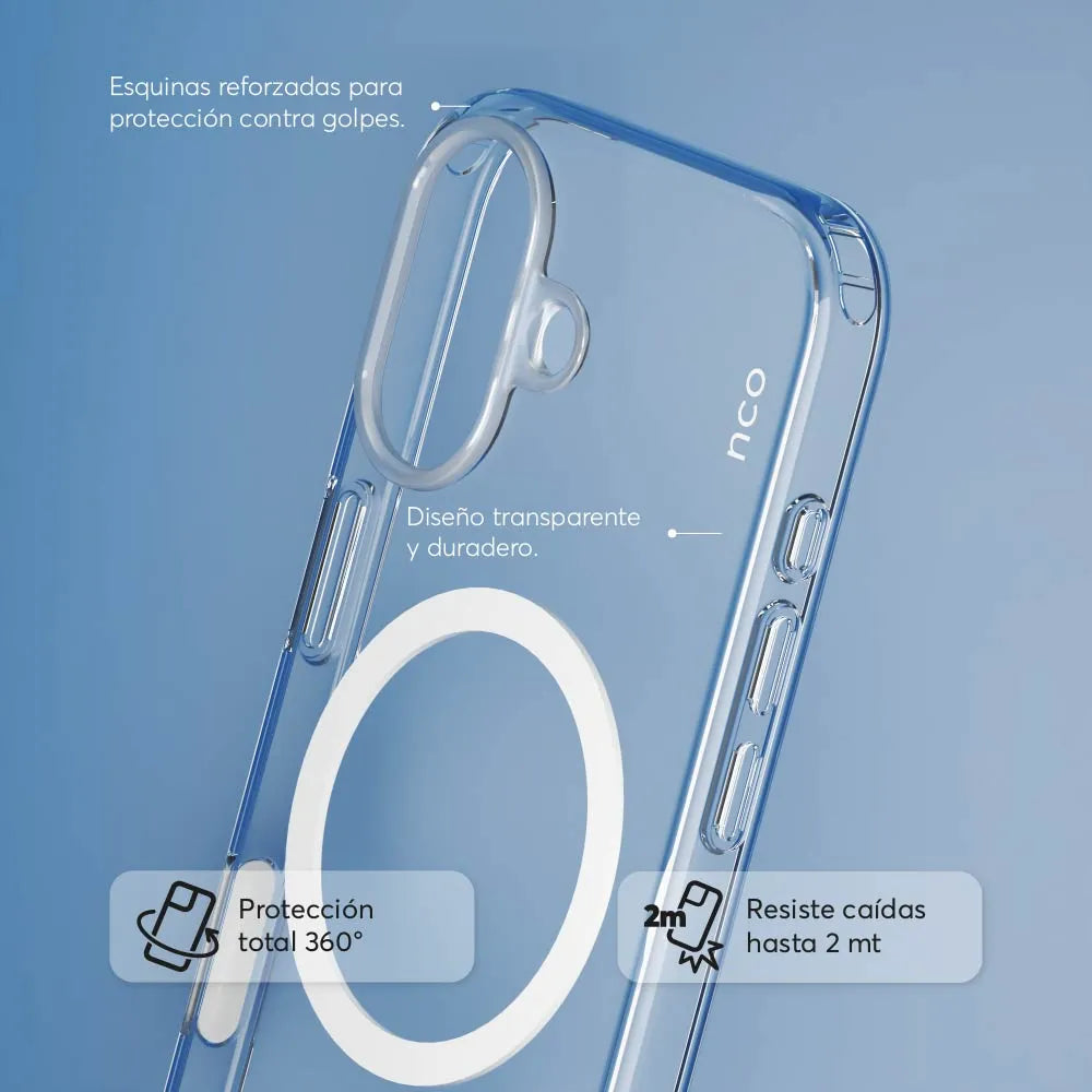 Case NCO SafeCase Clear con MagSafe para iPhone Series 17 - Transparente