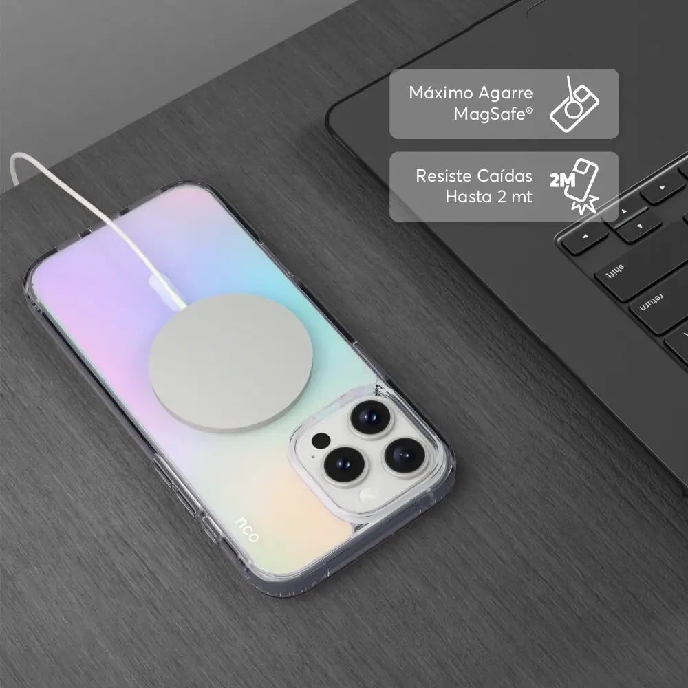 SafeCase Clear Rainbow NCO con MagSafe para iPhone 16 series