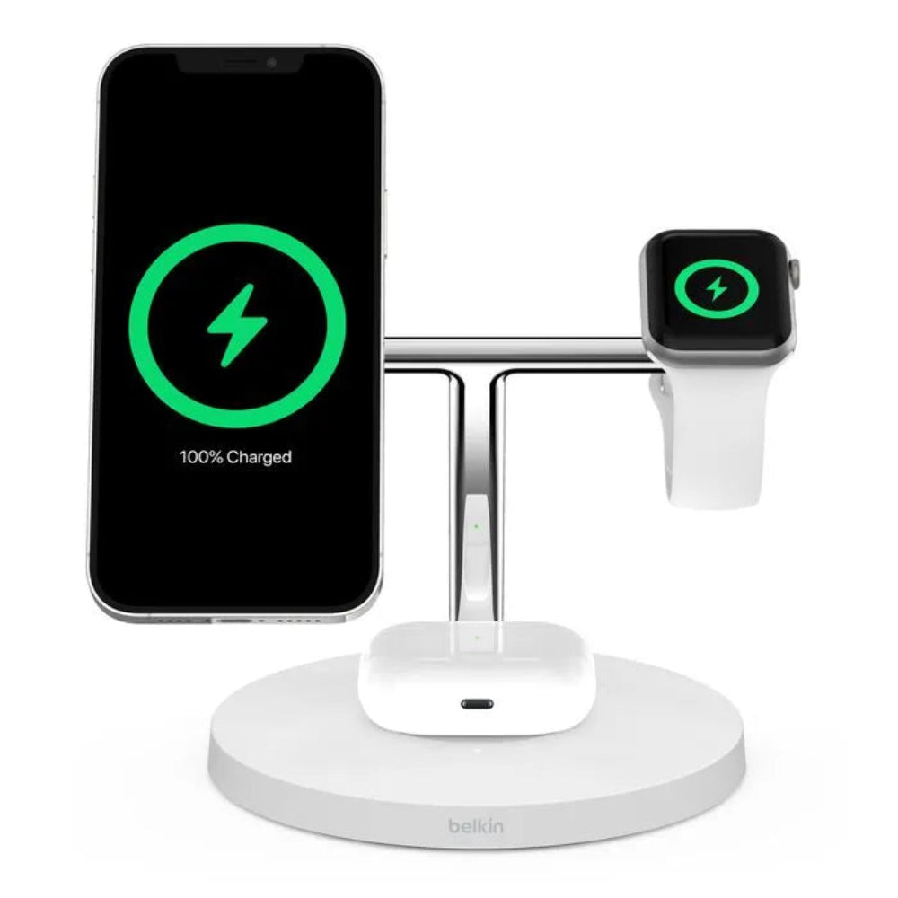 Base de carga inalámbrica Belkin 3 en 1 Magsafe - Blanco