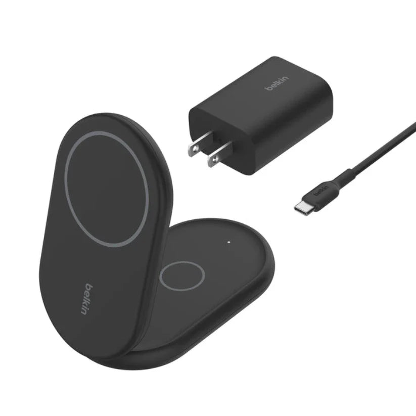 Base de Carga Belkin Qi2 2 en 1 plegable 15W - Negro