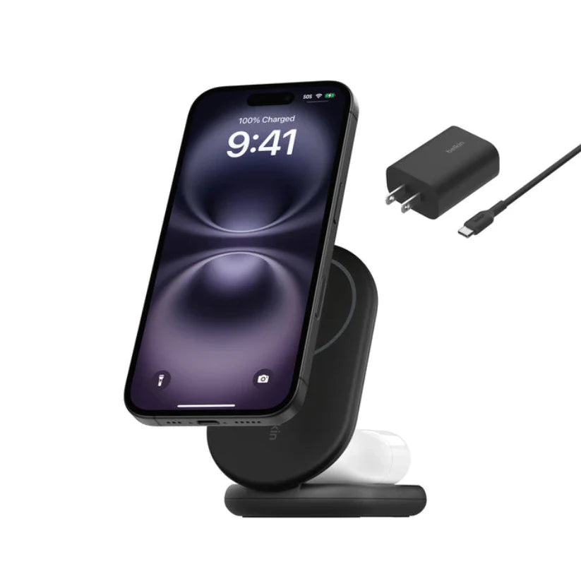 Base de Carga Belkin Qi2 2 en 1 plegable 15W - Negro