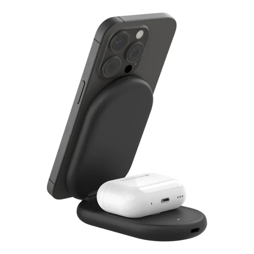 Base de Carga Belkin Qi2 2 en 1 plegable 15W - Negro