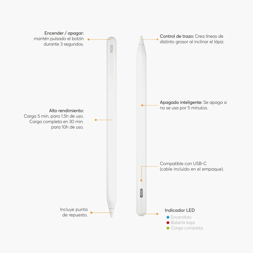 Lapiz Óptico NCO Stylus SmartPen con punta - Blanco
