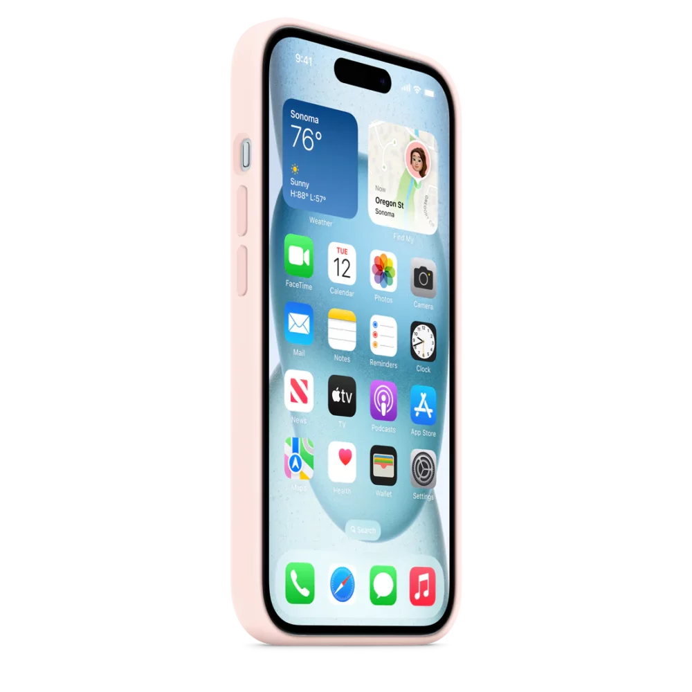 Estuche de silicón con MagSafe para el iPhone 15 - Rosa claro