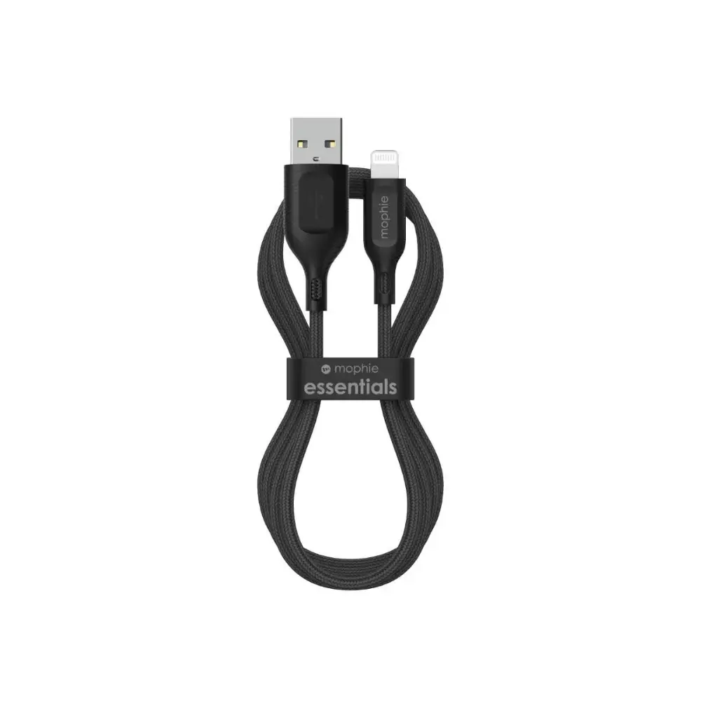 Cable Mophie trenzado USB-A a Lightning 12w 1m - Negro